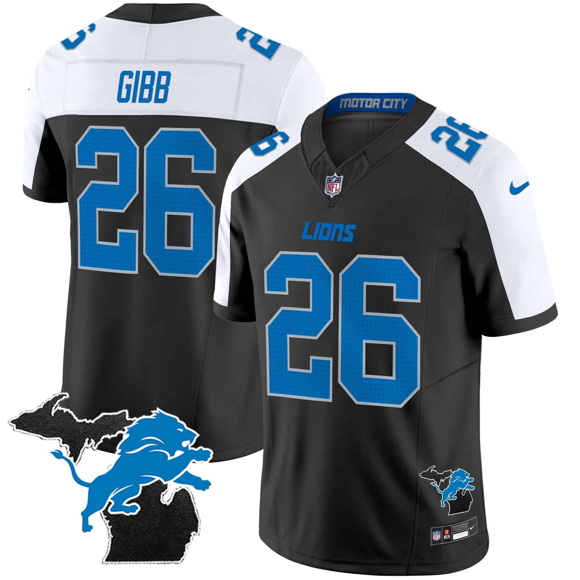 Men Detroit Lions #26 Gibb Black 2024 Nike Michigan Patch Vapor Limited NFL Jersey->indianapolis colts->NFL Jersey